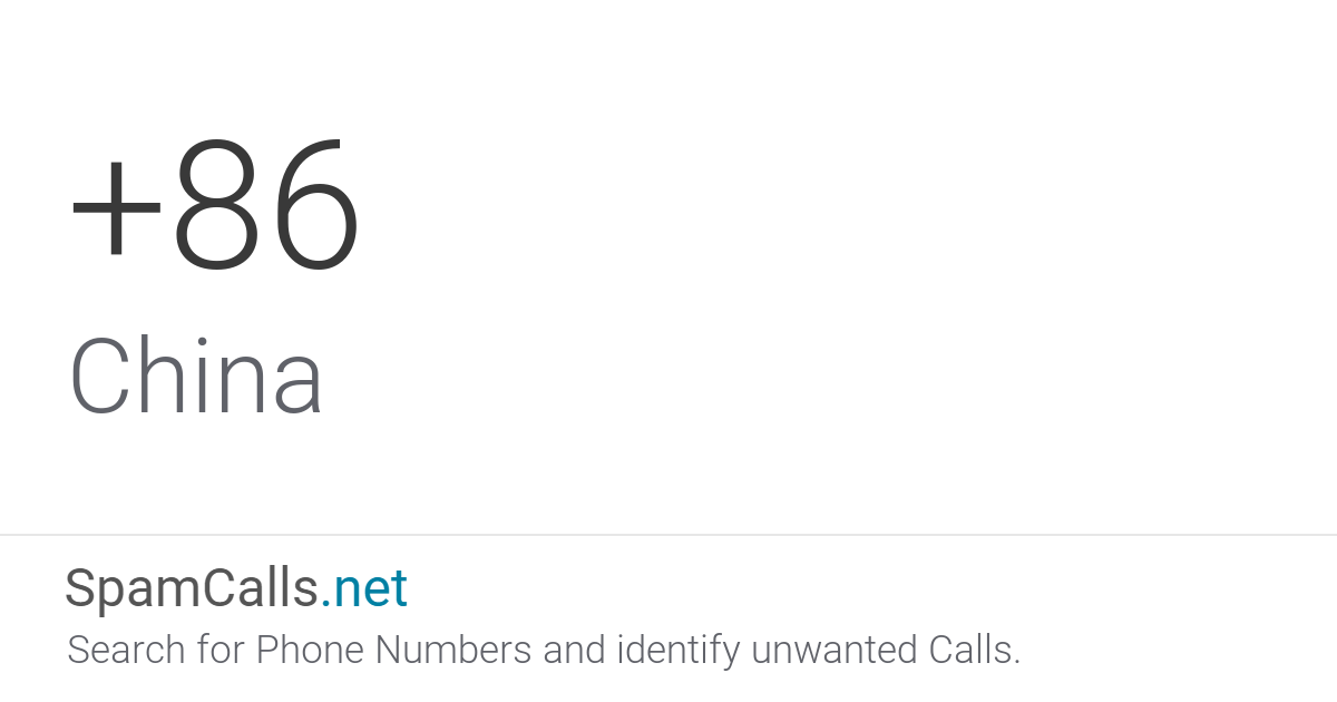 Country Code +86 Phone Calls from China